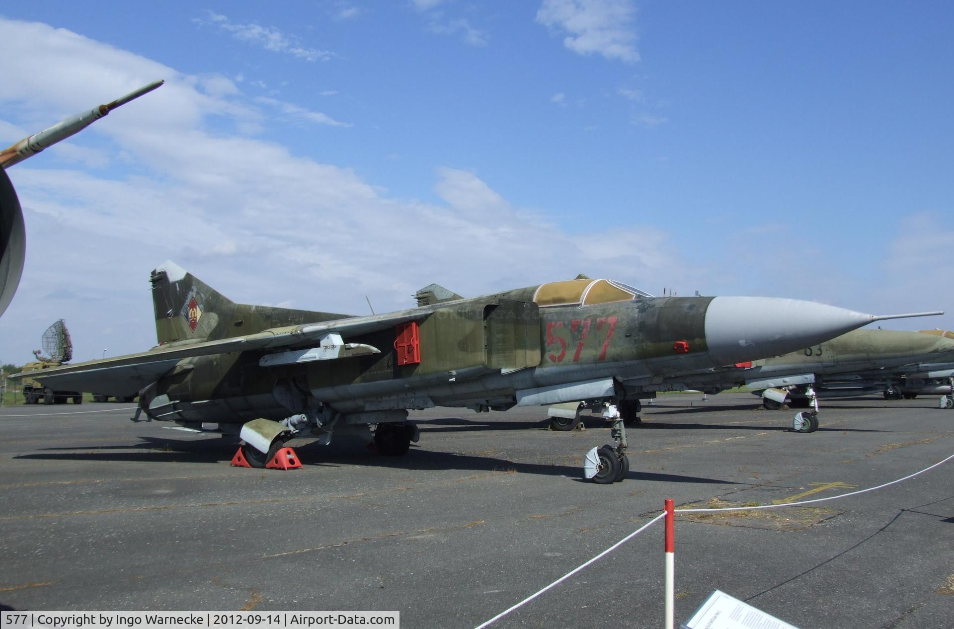 577, Mikoyan-Gurevich MiG-23MF C/N 0390213299, Mikoyan i Gurevich MiG-23MF FLOGGER-B at the Luftwaffenmuseum, Berlin-Gatow