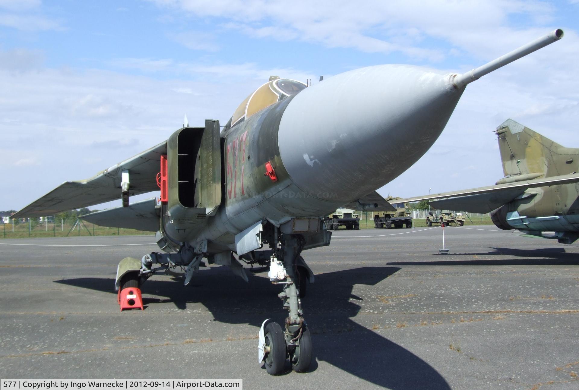 577, Mikoyan-Gurevich MiG-23MF C/N 0390213299, Mikoyan i Gurevich MiG-23MF FLOGGER-B at the Luftwaffenmuseum, Berlin-Gatow