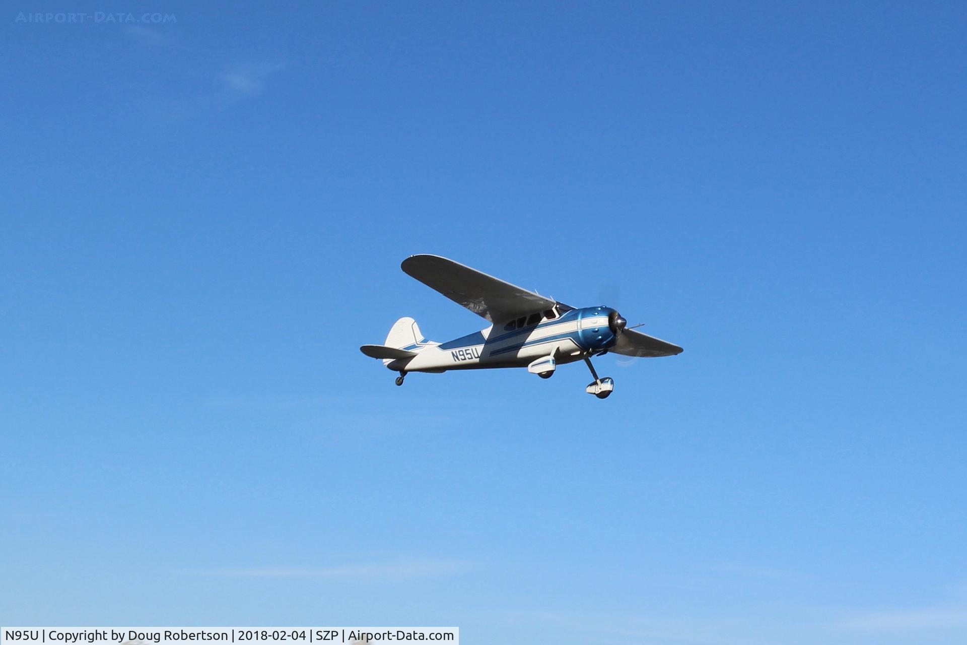 N95U, 1951 Cessna 195A C/N 7714, 1951 Cessna 195A BUSINESSLINER, Jacobs R755A-2 275 Hp radial, takeoff climb Rwy 04