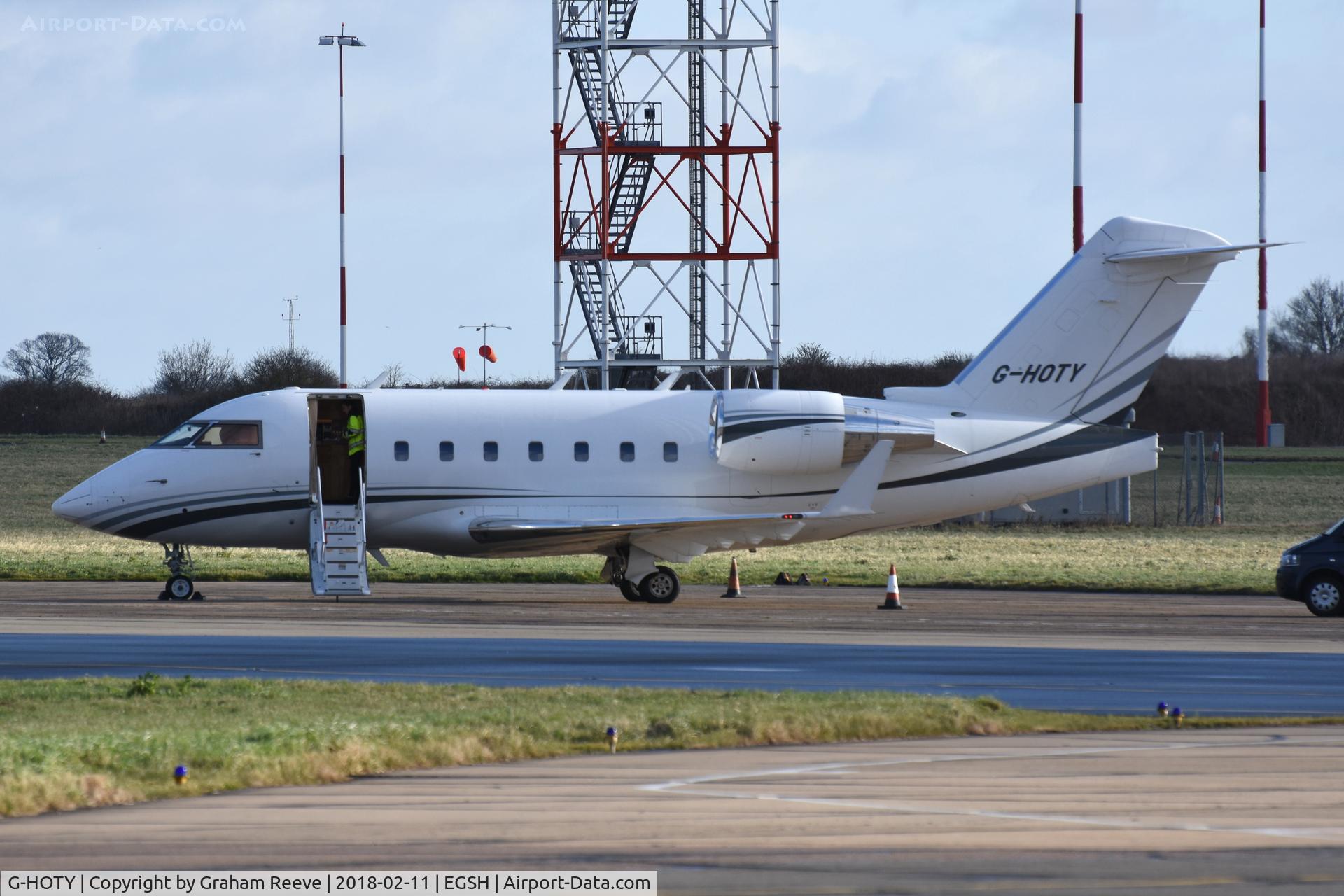 G-HOTY, 2000 Bombardier Challenger 604 C/N 5443, Parked at Norwich.