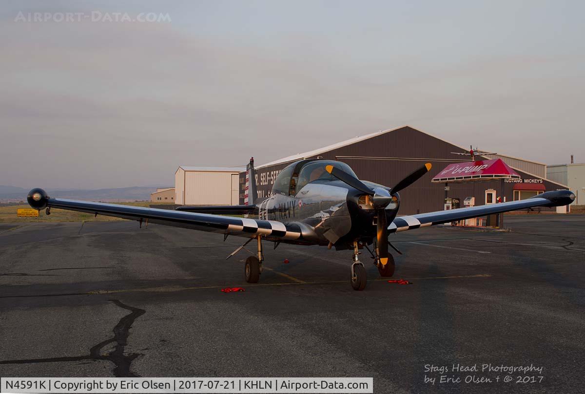 N4591K, 1948 Ryan Navion A C/N NAV-4-1591, Navion at Mustang Mickey's during a smokey sunset.