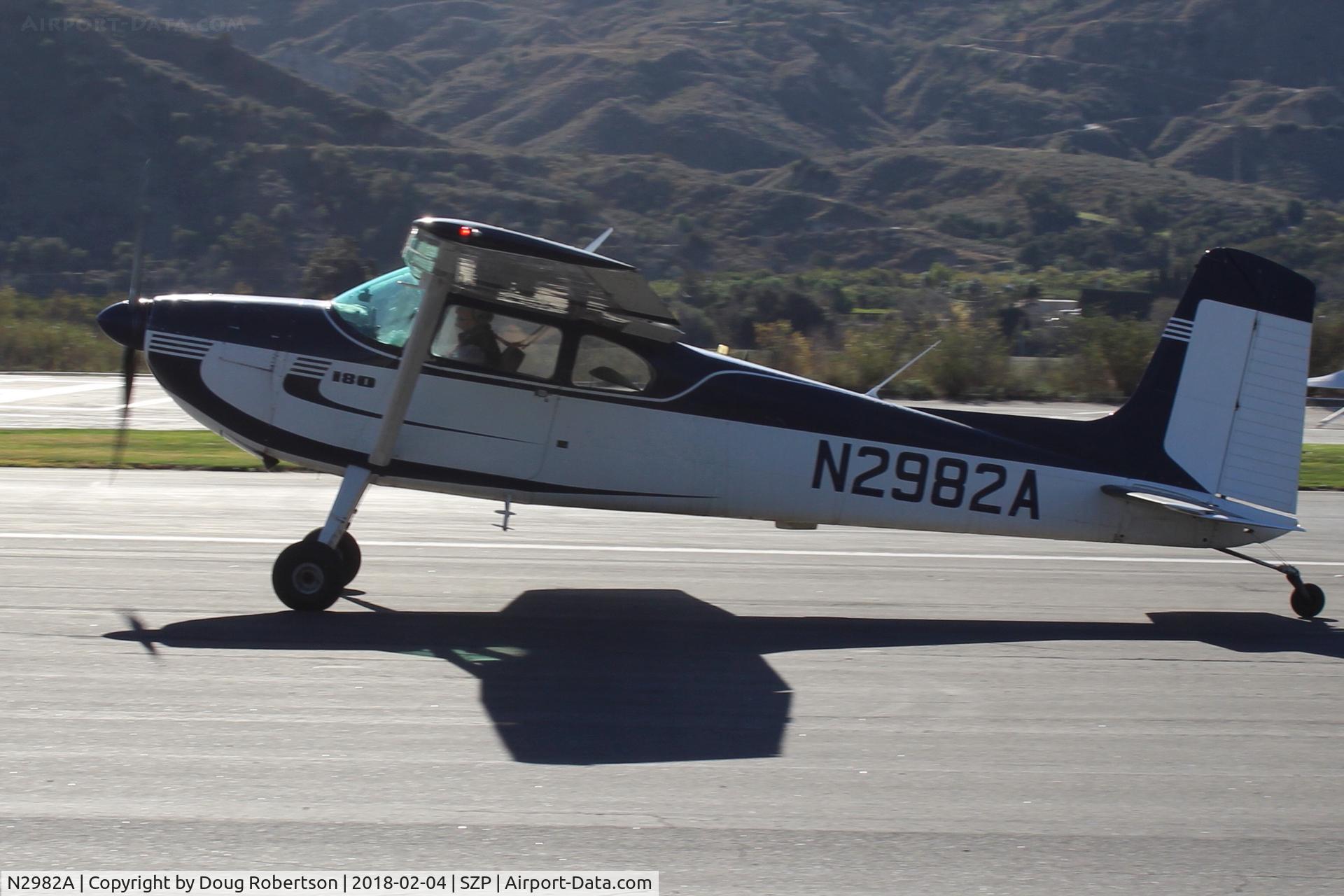 N2982A, 1953 Cessna 180 C/N 30182, 1953 Cessna 180, Continental O-470 225 Hp, taxi off the active