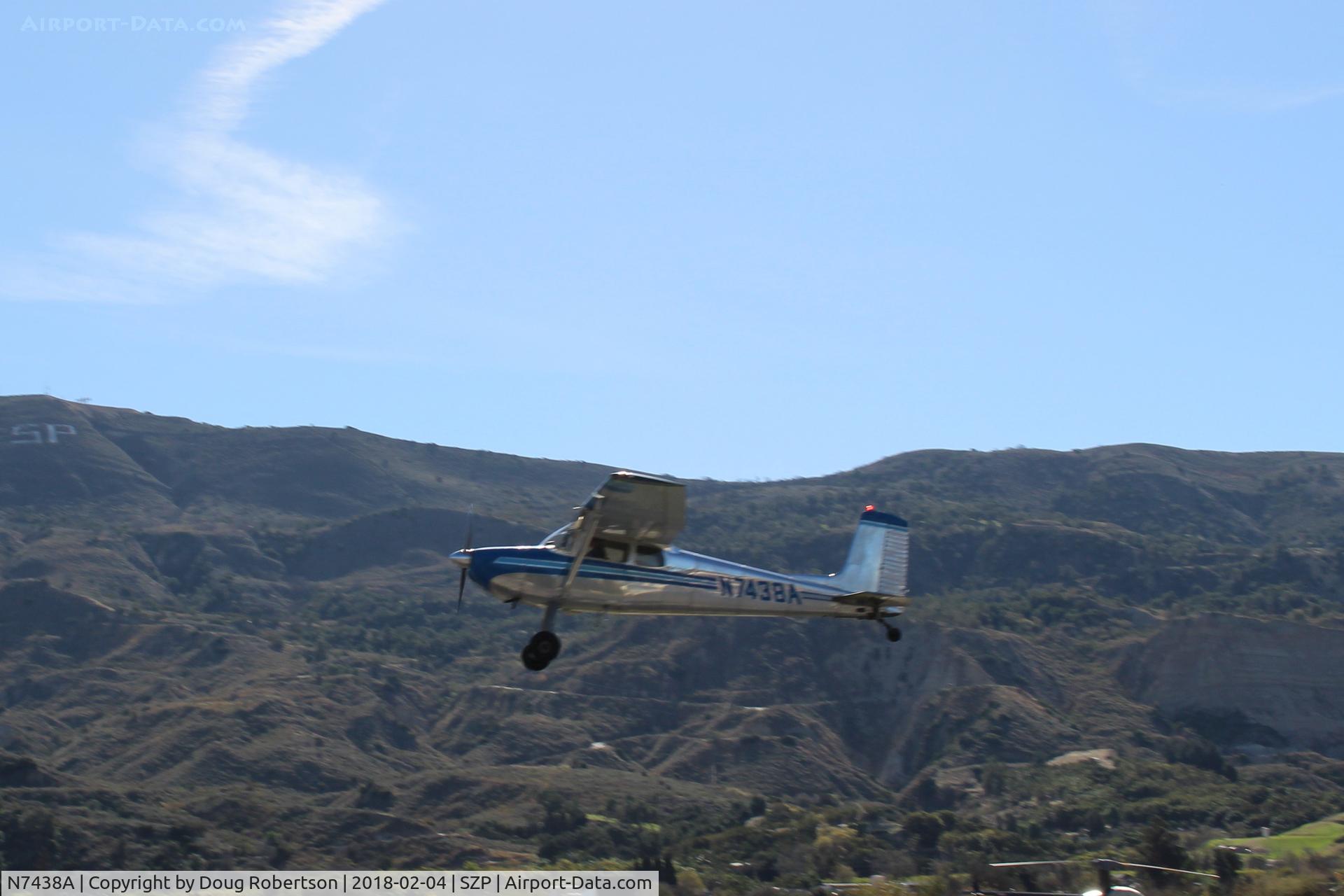 N7438A, 1956 Cessna 172 C/N 29538, 1956 Cessna 172, Continental O-300 6 cylinder 145 Hp, first year of production, tail wheel conversion, 12 volt ignition, immaculate appearance, (no Skyhawks in 1956 production), takeoff climb Rwy 04