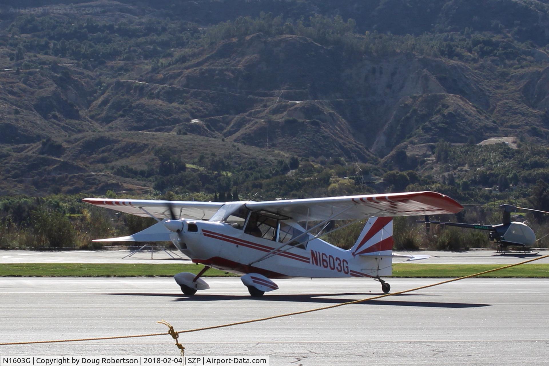 N1603G, 1968 Champion 7ECA Citabria C/N 609, 1968 Champion 7ECA CITABRIA, Lycoming O-320 150 Hp, taxi off the active
