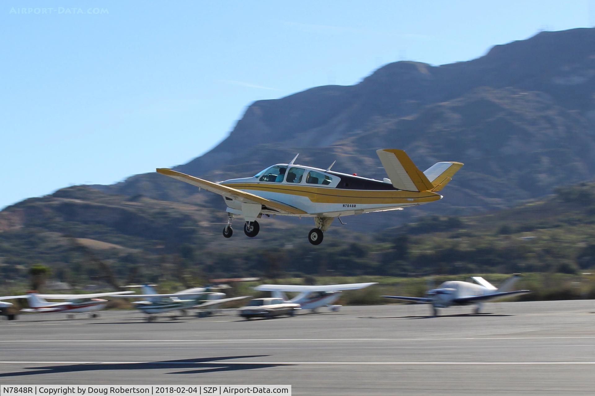 N7848R, 1968 Beech V35A Bonanza C/N D-8904, 1968 Beech V35A BONANZA, Continental IO-550 300 Hp upgrade by STC, takeoff climb Rwy 04