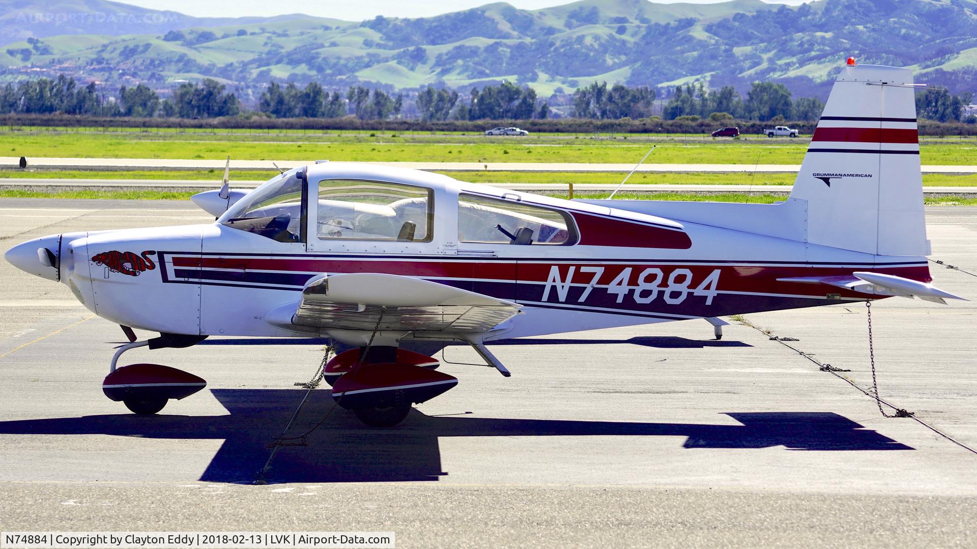 N74884, 1976 Grumman American AA-5B Tiger C/N AA5B-0278, Livermore Airport California 2018.