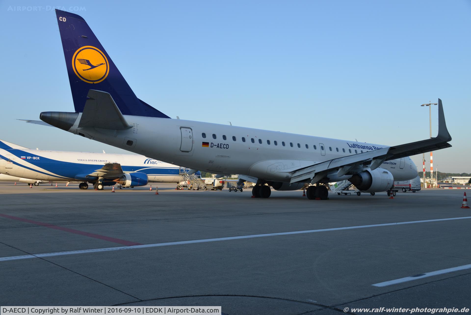 D-AECD, 2010 Embraer 190LR (ERJ-190-100LR) C/N 19000337, Embraer ERJ-190LR - CL CLH Lufthansa Cityline 'Schkeudiz- 19000337 - D-AECD - 10.09.2016 - CGN