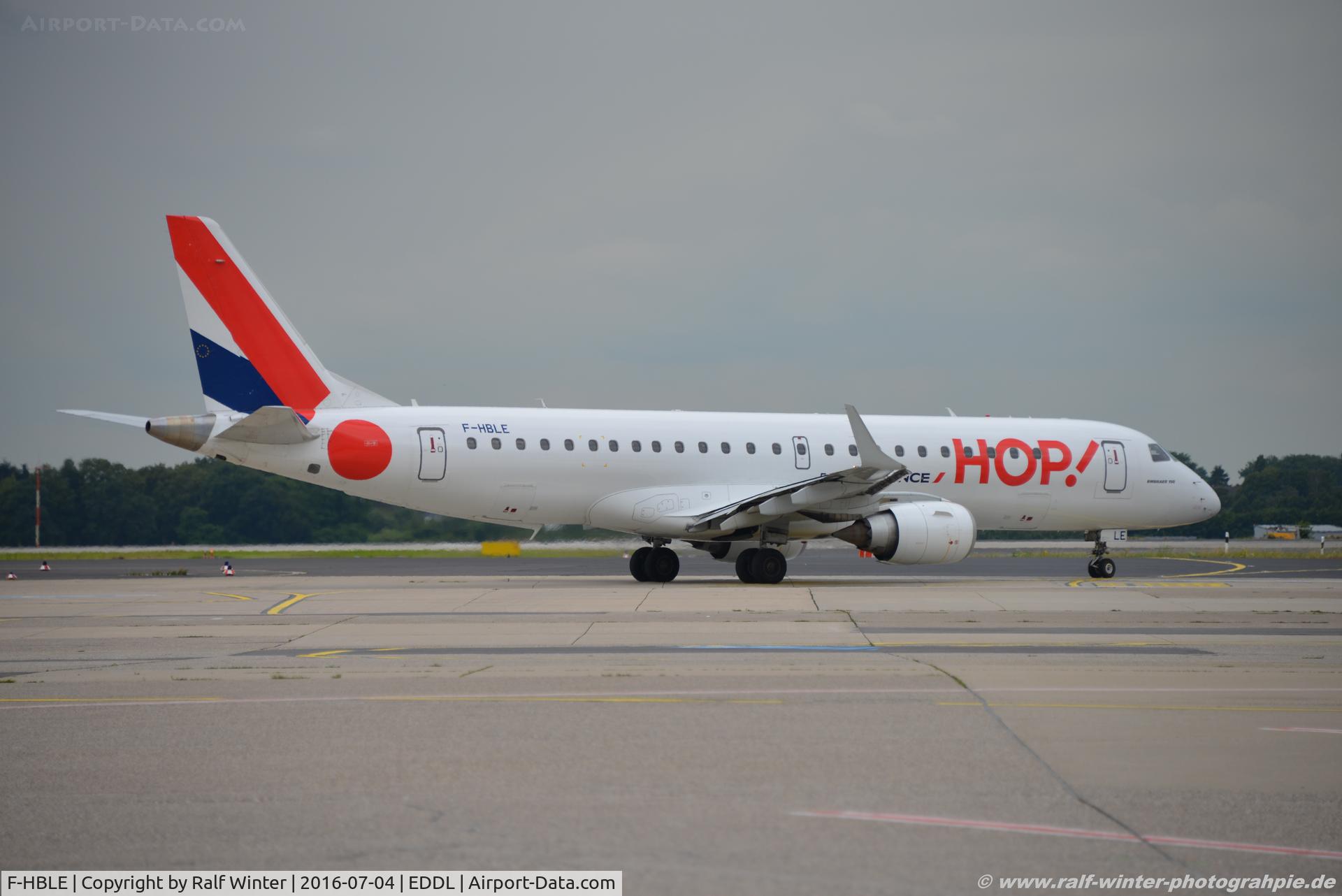 F-HBLE, 2007 Embraer 190LR (ERJ-190-100LR) C/N 19000123, Embraer ERJ-190LR 190-100LR - A5 HOP HOP! opby RAE Regional CAE - 19000123 - F-HBLE - 04.07.2016 - DUS