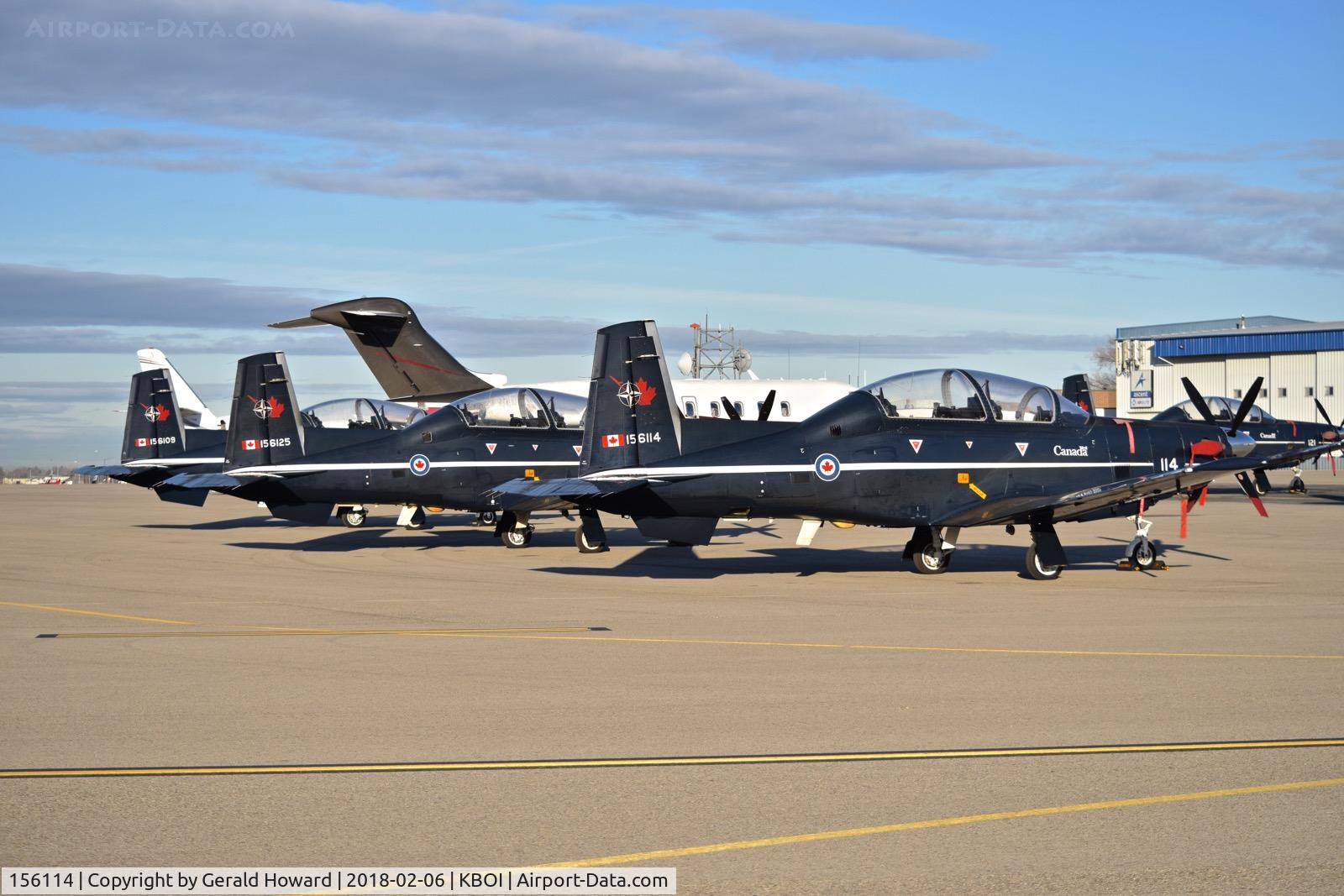 156114, Raytheon CT-156 Harvard II C/N PF-14, Three of Seven CT-156 Harvard IIs from No.2 CFFTS, 15 Wing, Moose Jaw, Saskatchewan, Canada parked on the north GA ramp.