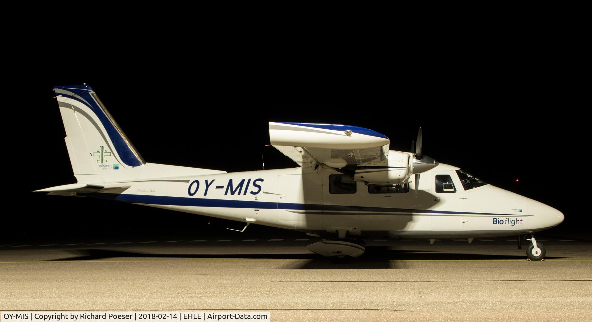 OY-MIS, Vulcanair P-68C C/N 500/C, Resting at Lelystad, operating as BioFlight 08