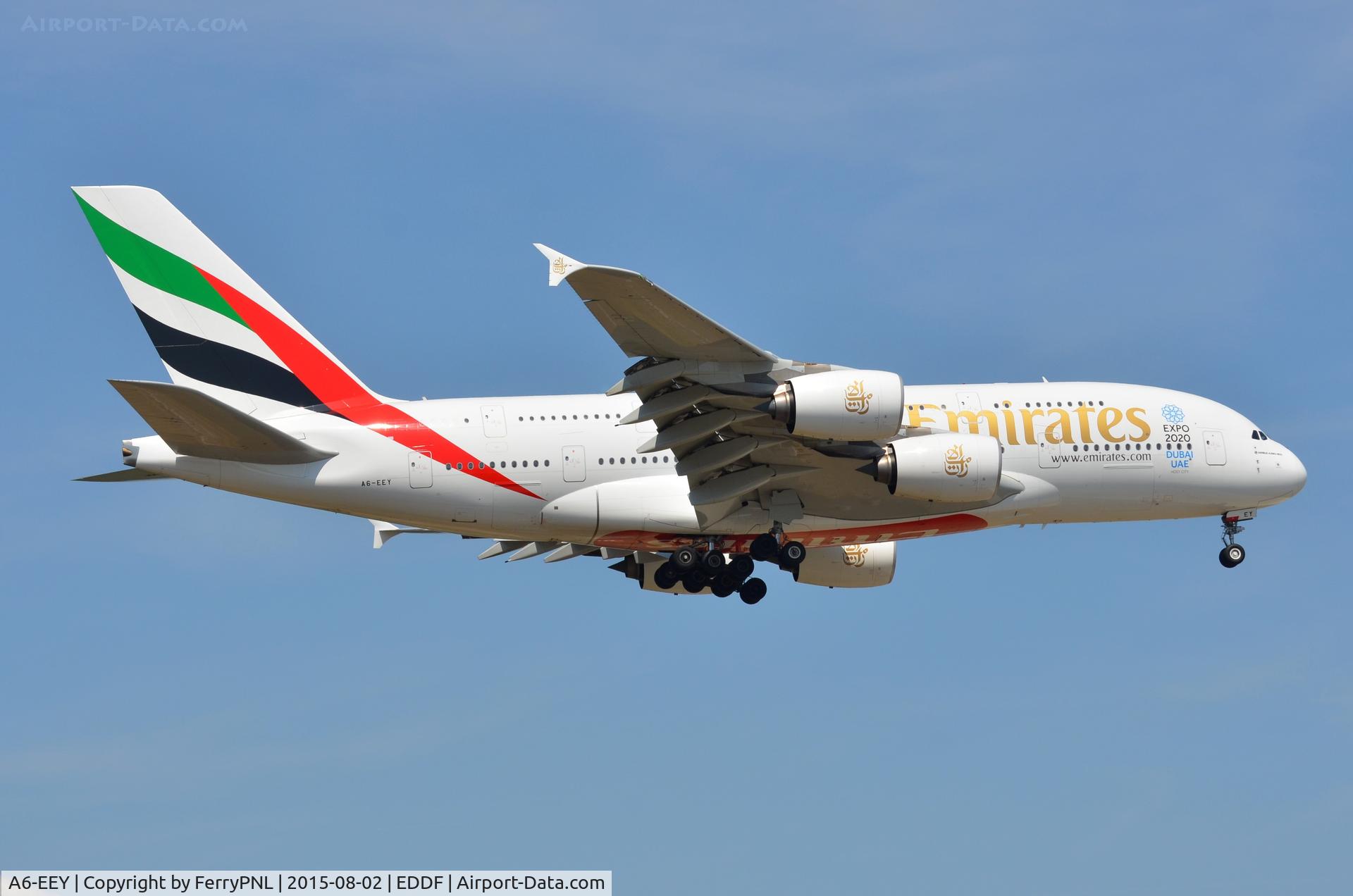 A6-EEY, 2014 Airbus A380-861 C/N 157, A388 landing in FRA