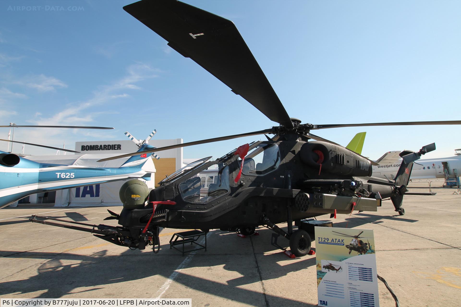 P6, AgustaWestland (TUSAS) T-129B ATAK C/N 29807, on display at SIAE 2017