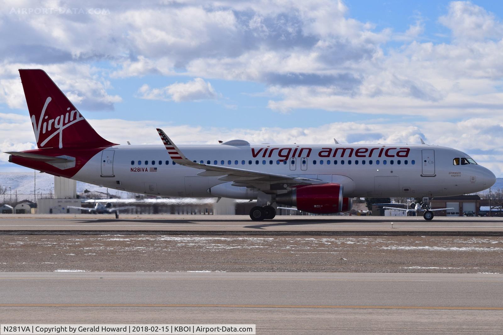 N281VA, 2015 Airbus A320-214 C/N 6669, Landing roll out on RWY 28R.