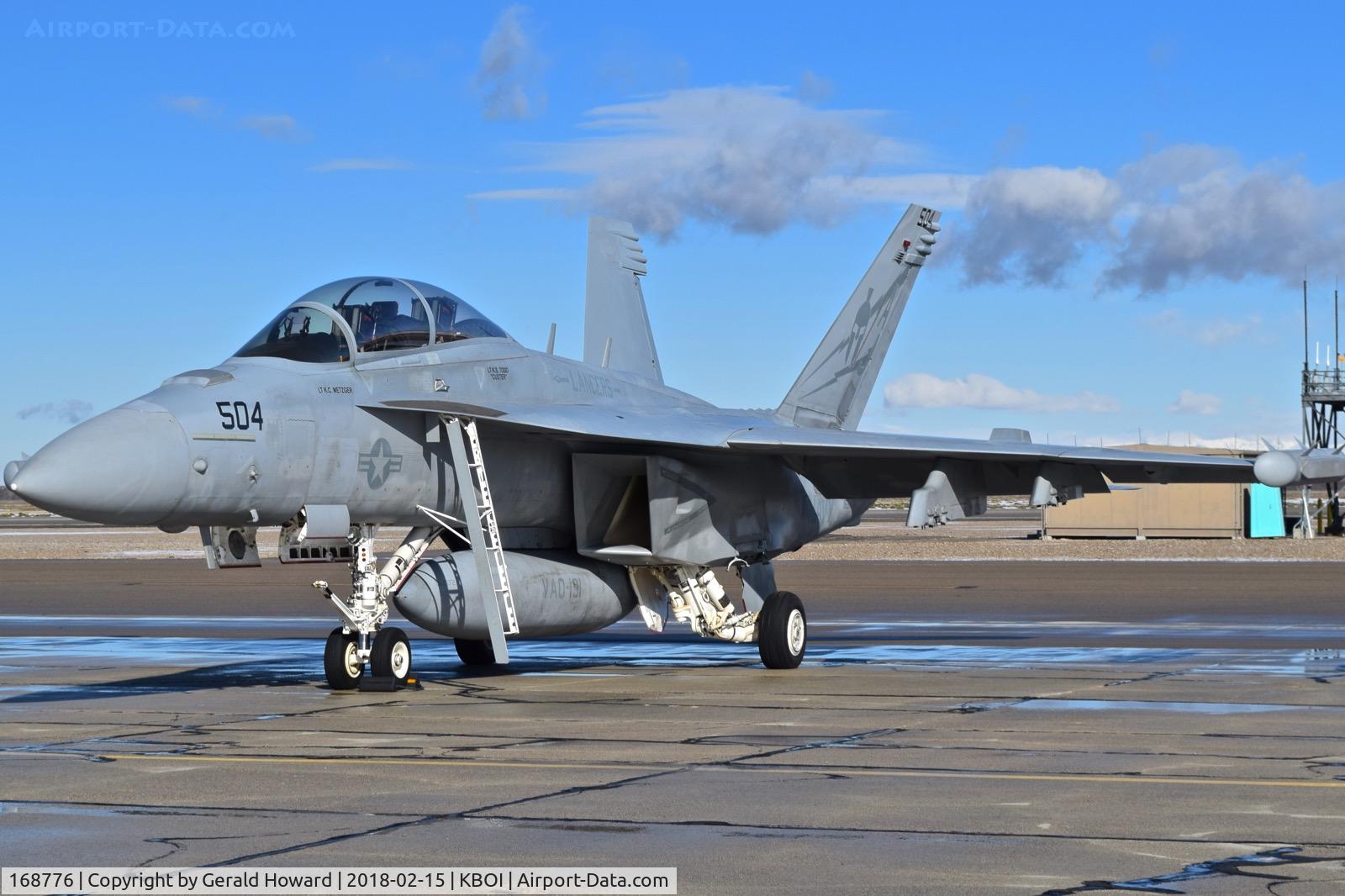 168776, Boeing EA-18G Growler C/N G-90, Parked on the south GA ramp.  VAQ-131 “Lancers”, CVN-77, USS George H.W. Bush.