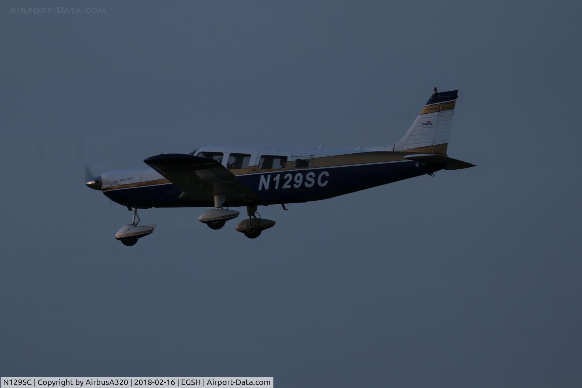 N129SC, Piper PA-32-300 Cherokee Six Cherokee Six C/N 32-7440057, Arriving in the early evening light at Norwich