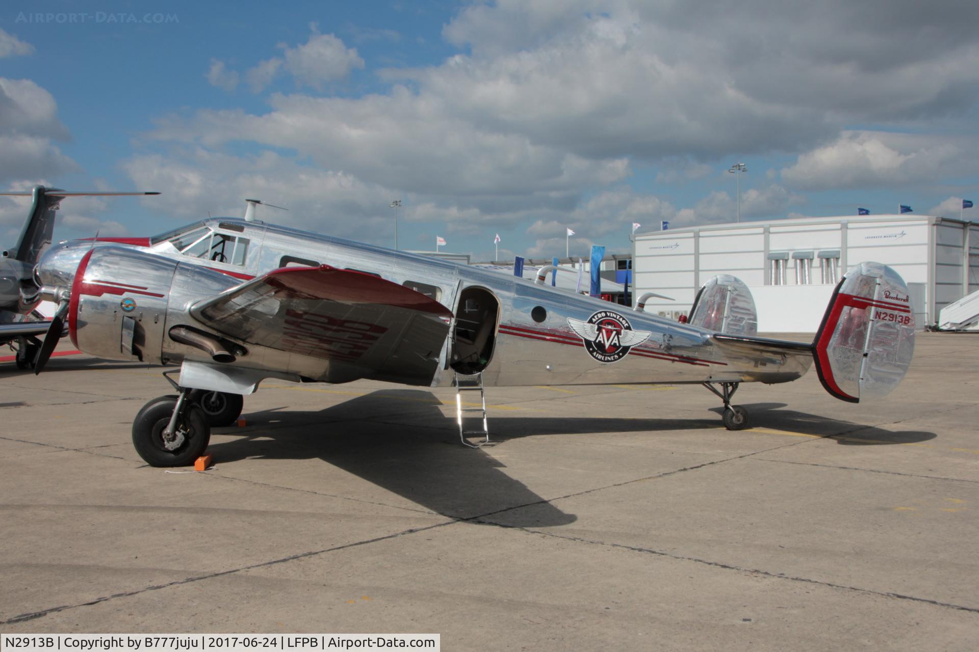 N2913B, 1953 Beech D18S C/N A-963, on display at SIAE 2017