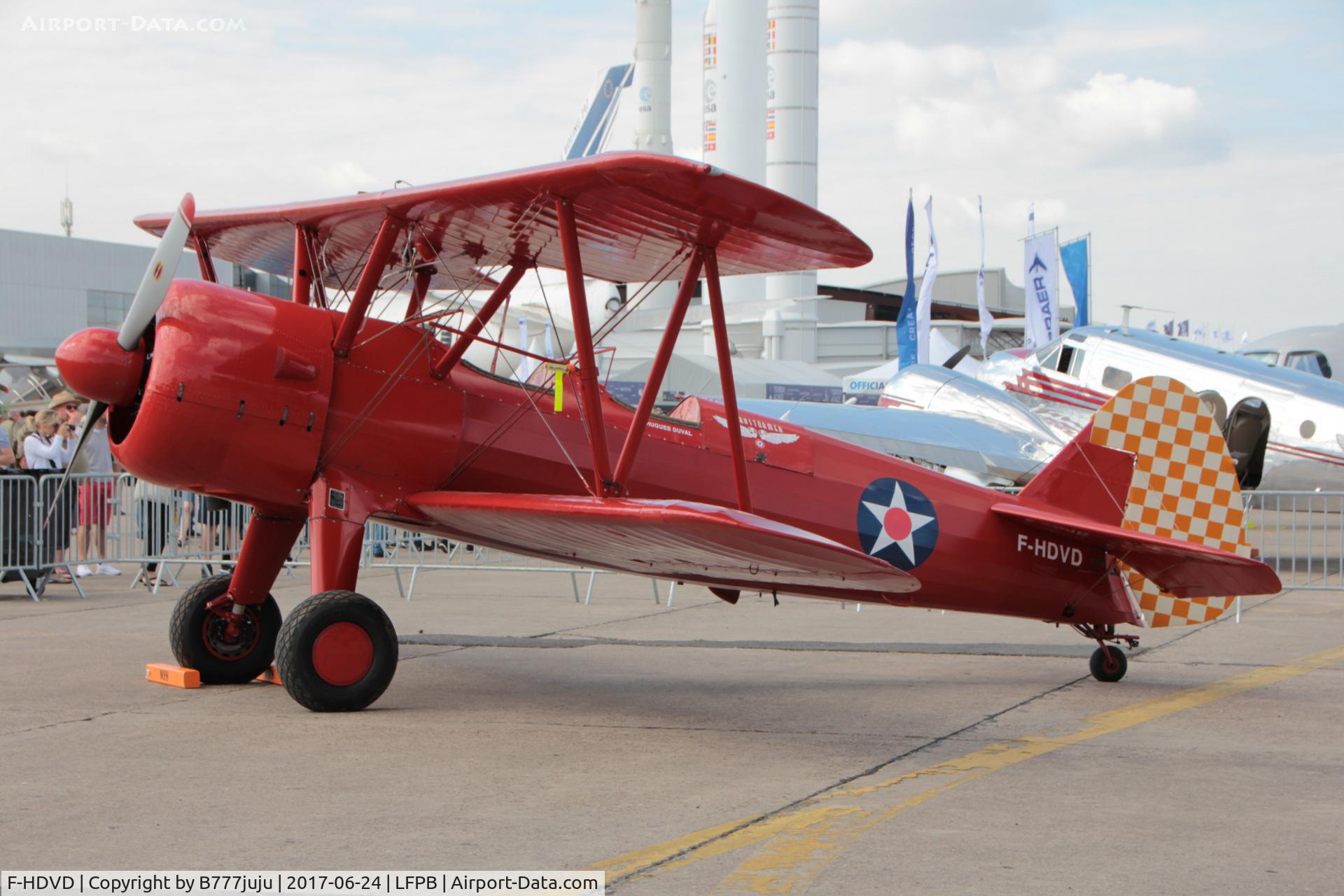 F-HDVD, 1940 Boeing A75N1 (PT-17) C/N 75-940, on display at SIAE 2017