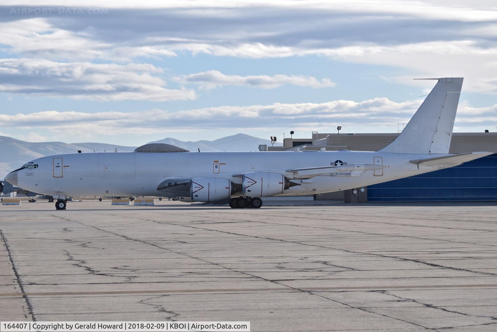 164407, 1990 Boeing E-6B Mercury C/N 24506, Navy E-6B aircraft RON on the south GA ramp. VQ-4 from Tinker AFB, OK.
