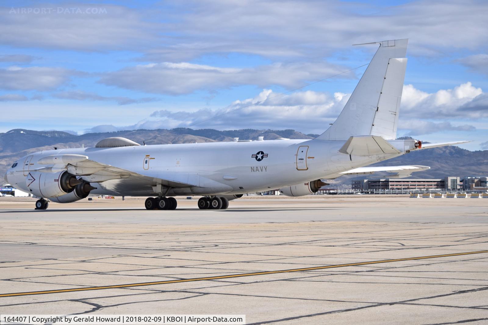 164407, 1990 Boeing E-6B Mercury C/N 24506, Navy E-6B aircraft RON on the south GA ramp. VQ-4 from Tinker AFB, OK.