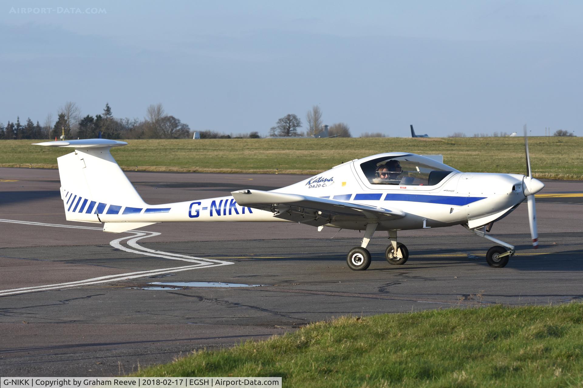 G-NIKK, 2000 Diamond DA-20C-1 Eclipse C/N C0109, Departing from Norwich.