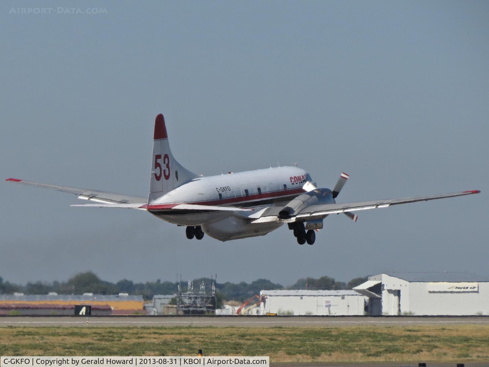 C-GKFO, 1953 Convair CV-580 C/N 78, Departing RWY 28R.