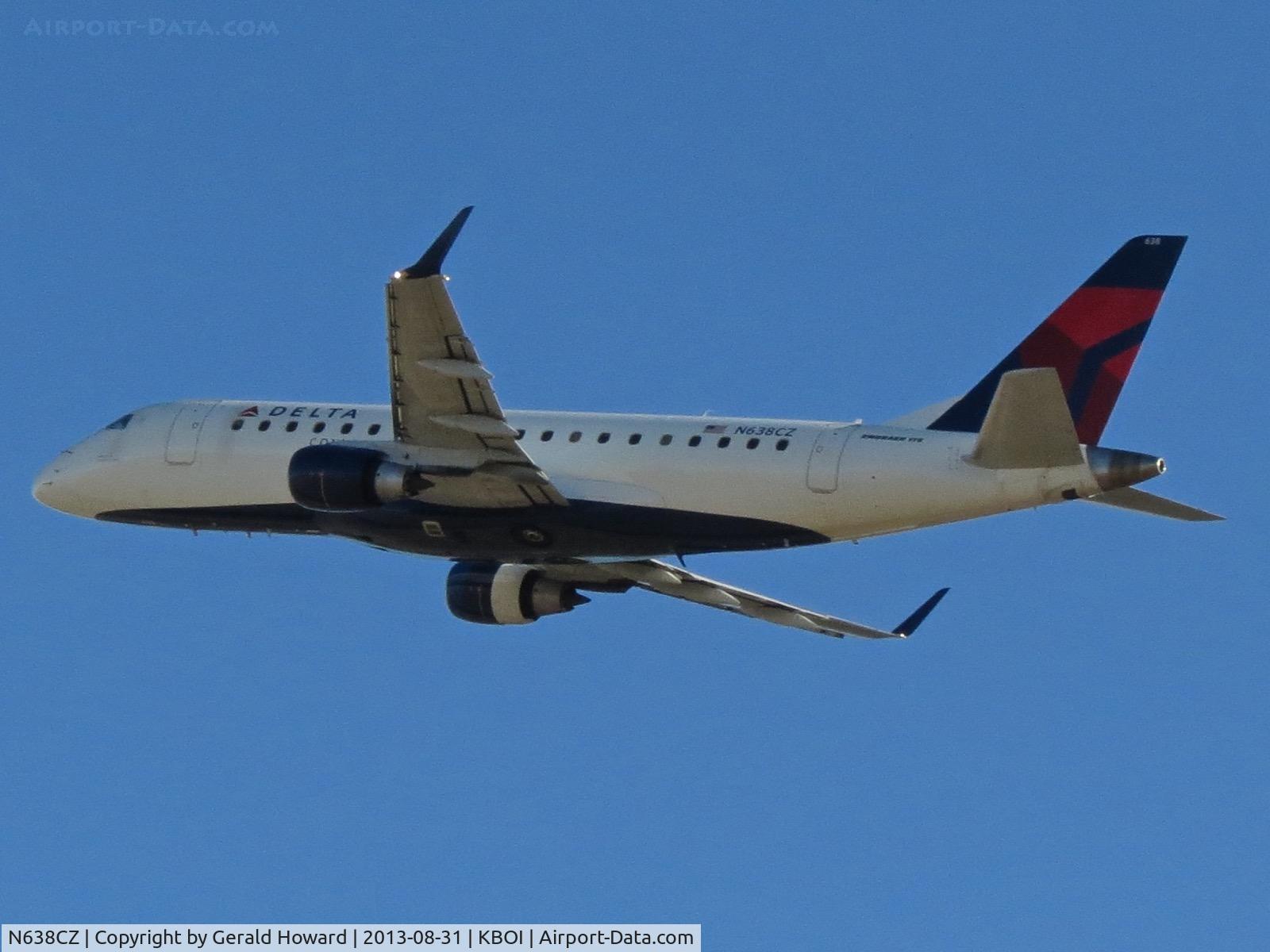 N638CZ, 2008 Embraer 175LR (ERJ-170-200LR) C/N 17000259, Departing BOI.