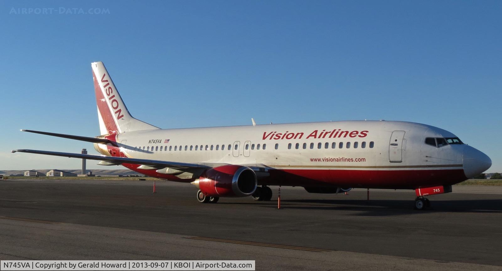 N745VA, 1989 Boeing 737-405 C/N 24271, Parked on the west de ice pad. Flying a charter flight.