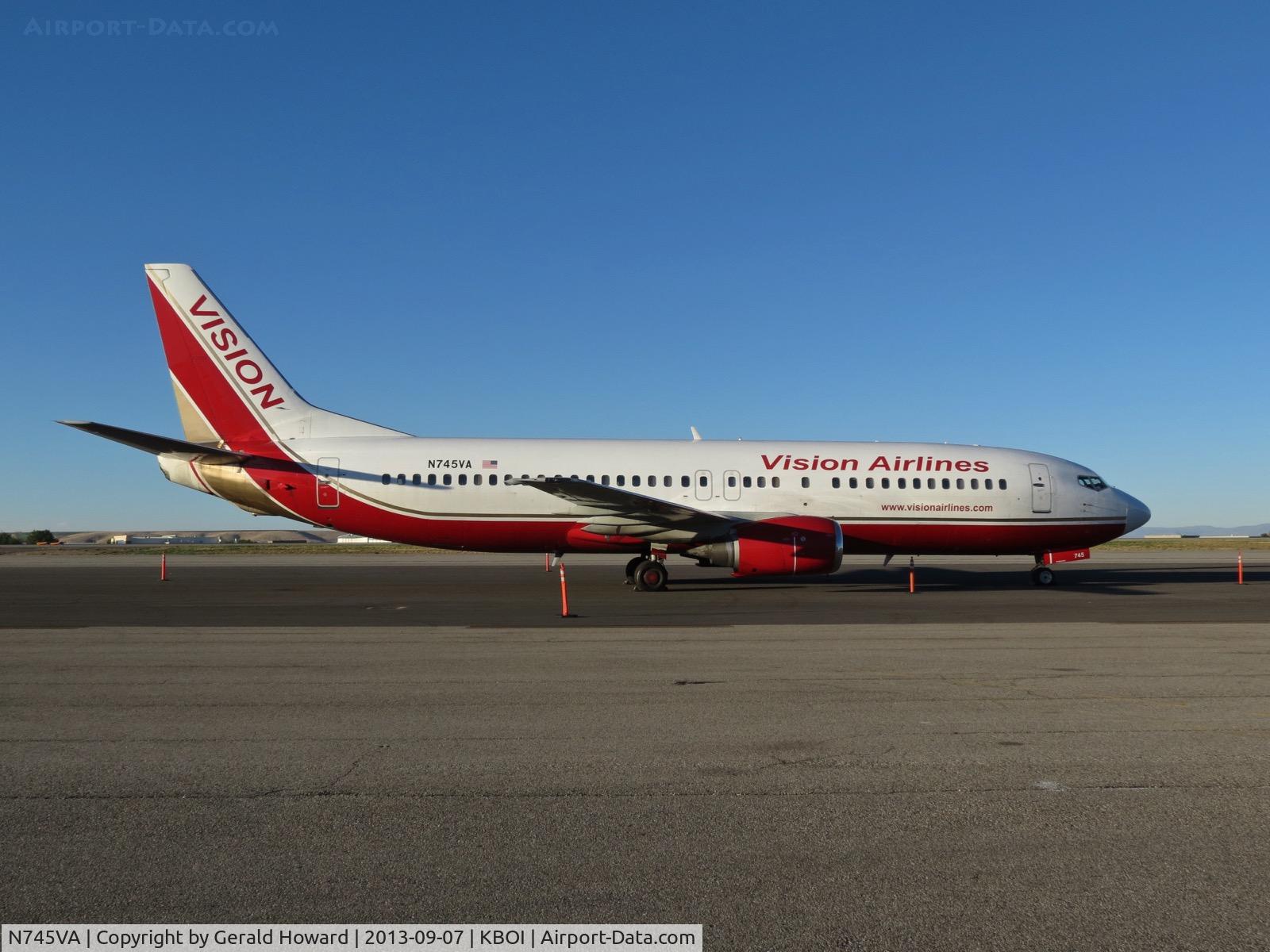 N745VA, 1989 Boeing 737-405 C/N 24271, Parked on the west de ice pad. Flying a charter flight.