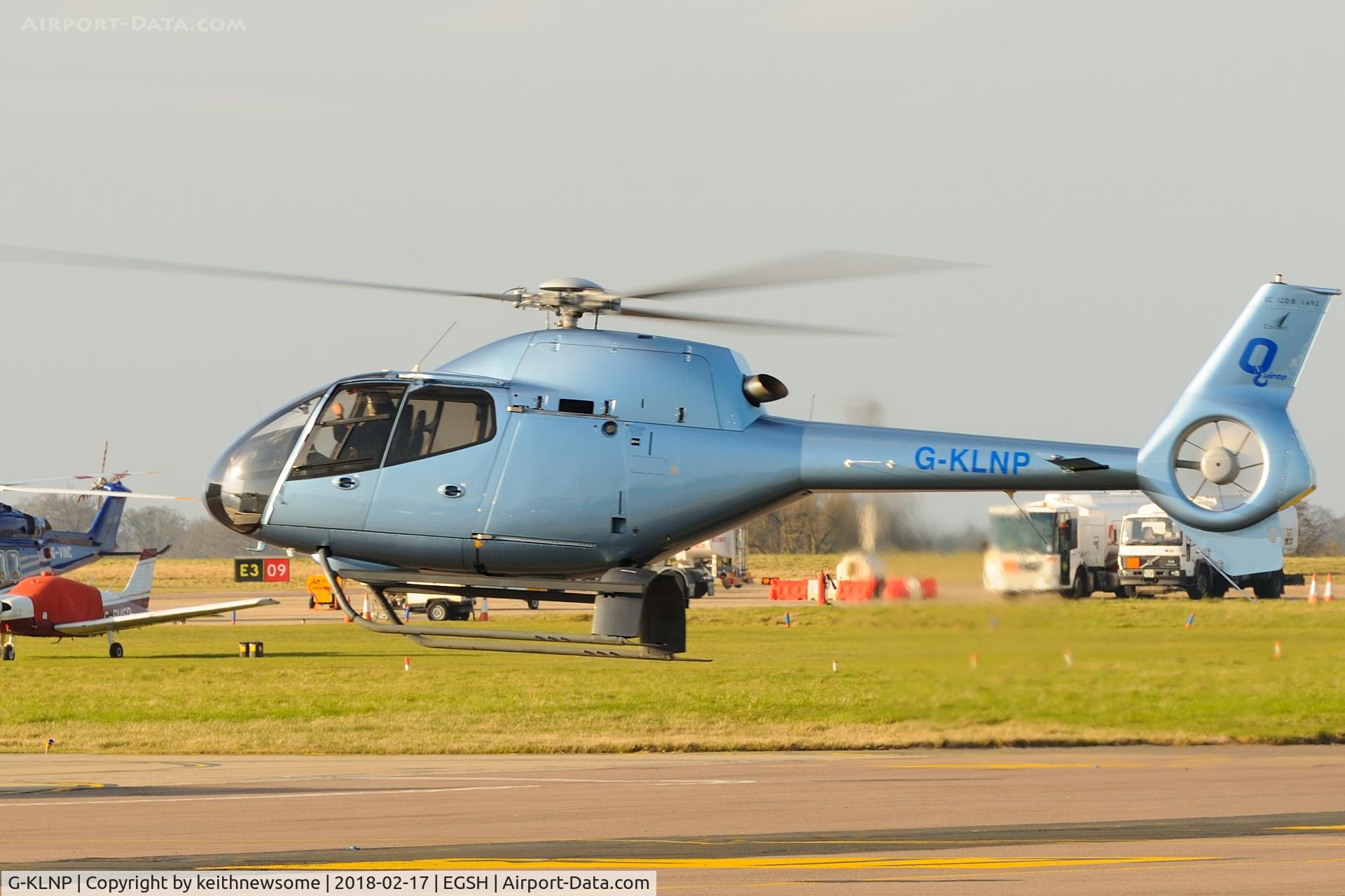 G-KLNP, 2007 Eurocopter EC-120B Colibri C/N 1492, Arriving following local flight.