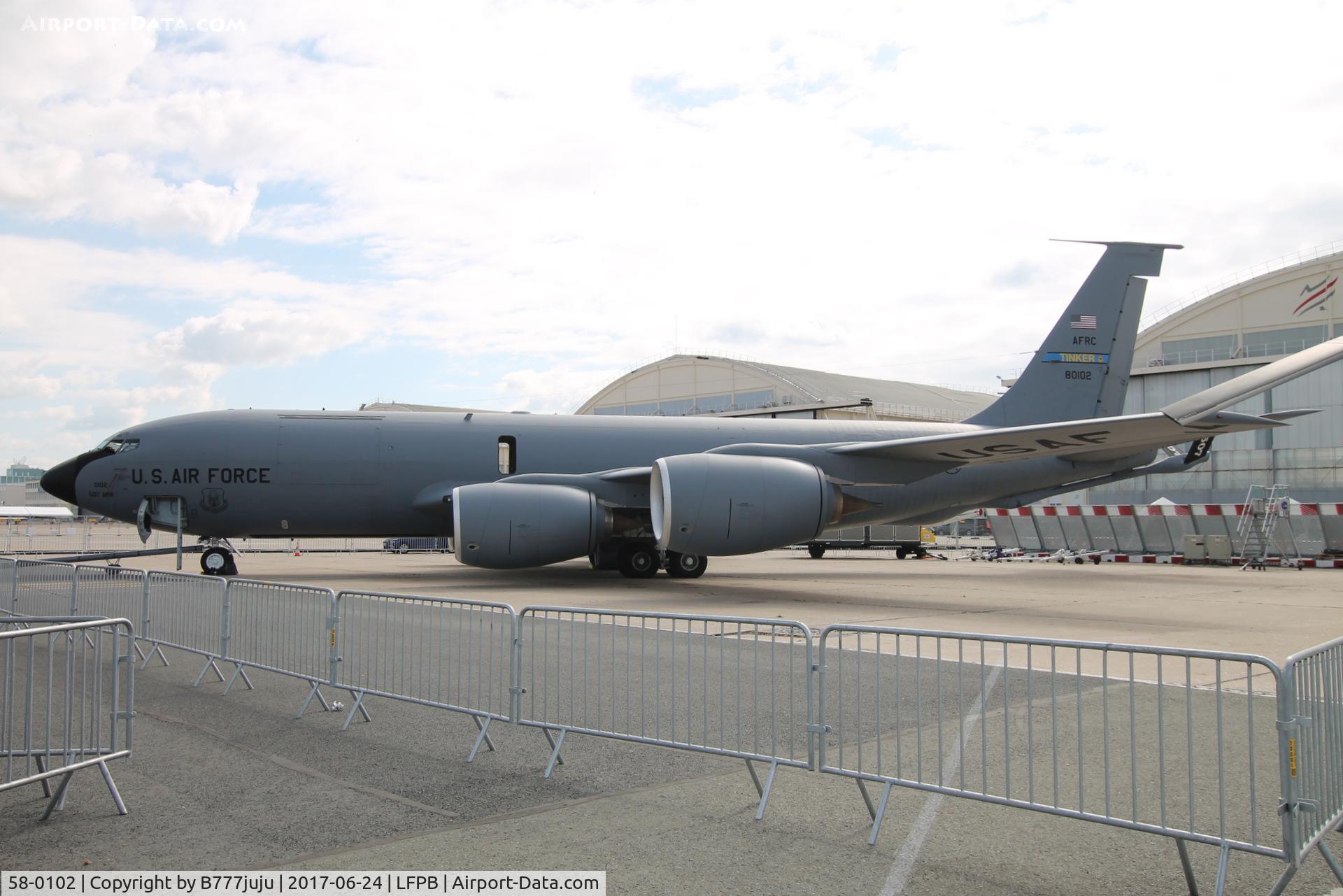 58-0102, 1958 Boeing KC-135R Stratotanker C/N 17847, on display at SIAE 2017