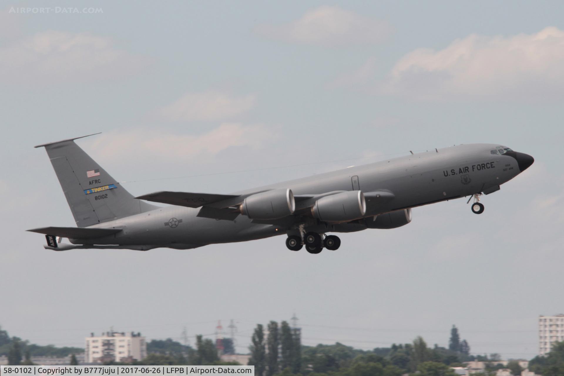58-0102, 1958 Boeing KC-135R Stratotanker C/N 17847, on display at SIAE 2017