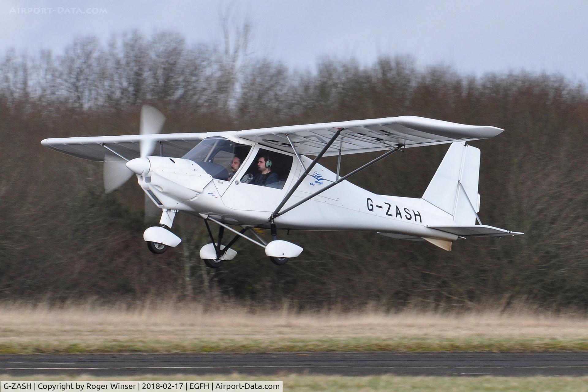 G-ZASH, 2013 Comco Ikarus C42 FB80 C/N 1304-7257, Resident Ikarus C42 operated by Gower Flight Centre departing Runway 22.