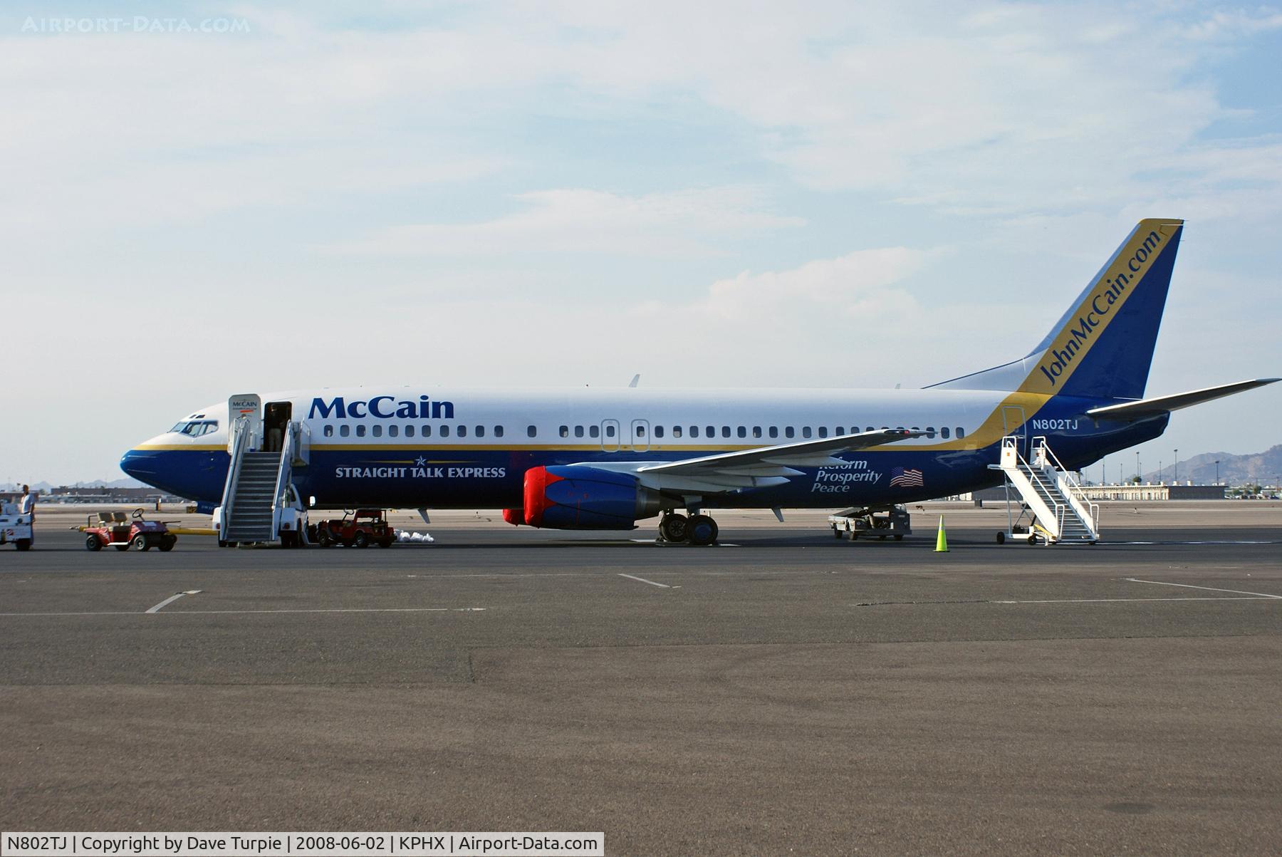 N802TJ, 1990 Boeing 737-4B7 C/N 24874, John McCain's Plane.