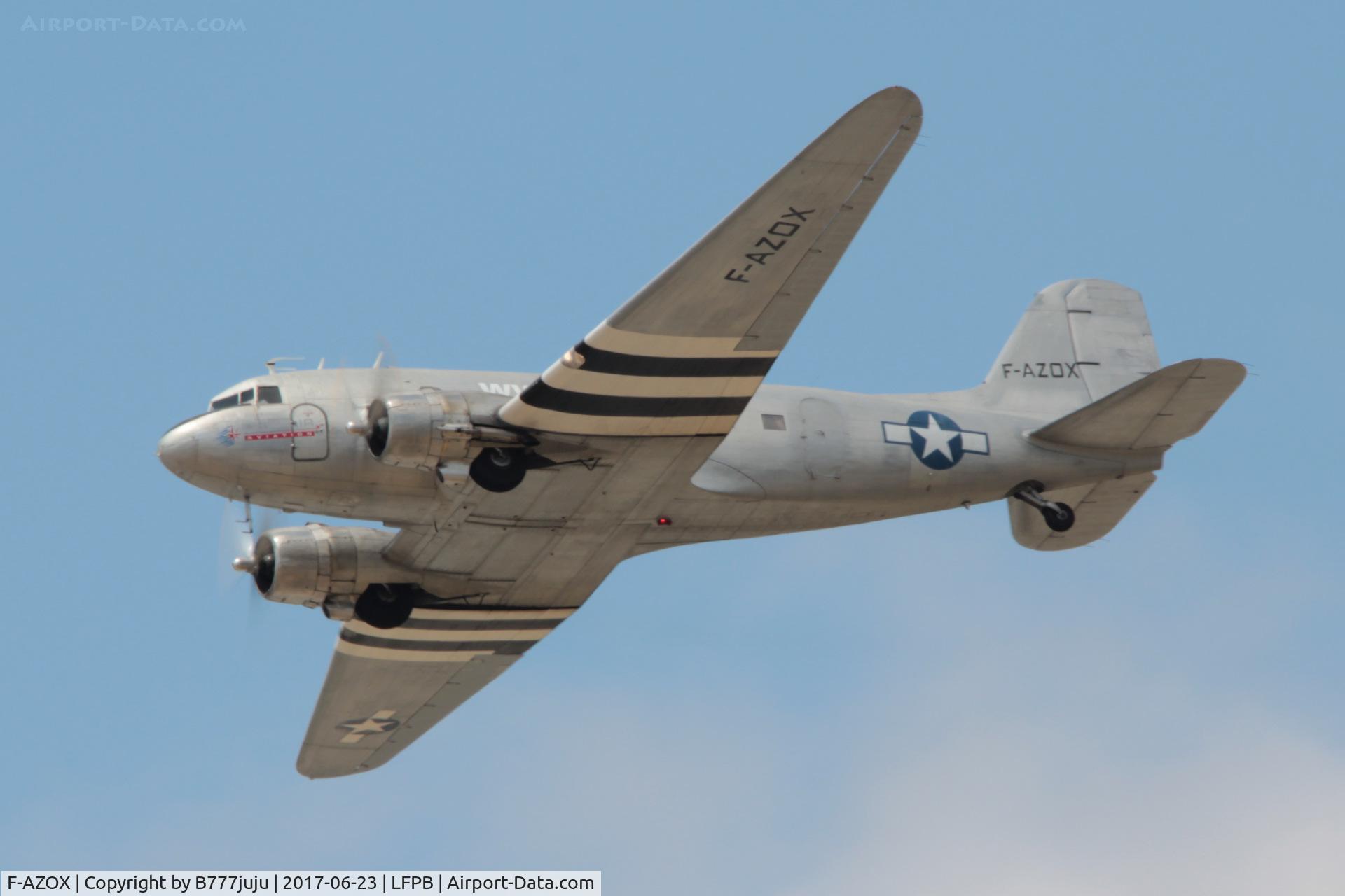 F-AZOX, 1945 Douglas DC-3C-S1C3G (C-47B-35-DK) C/N 16604, on display at SIAE 2017
