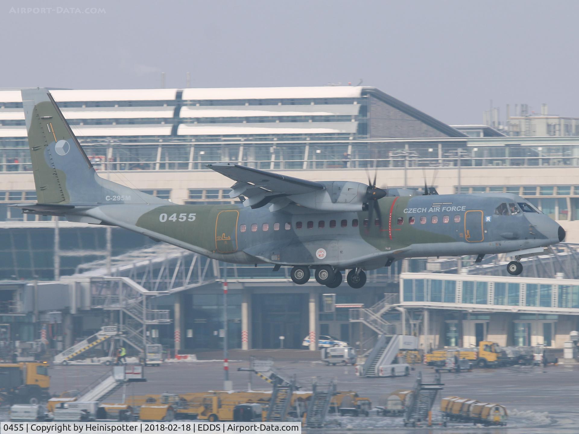 0455, CASA C-295M C/N S-075, 0455 at Stuttgart Airport.