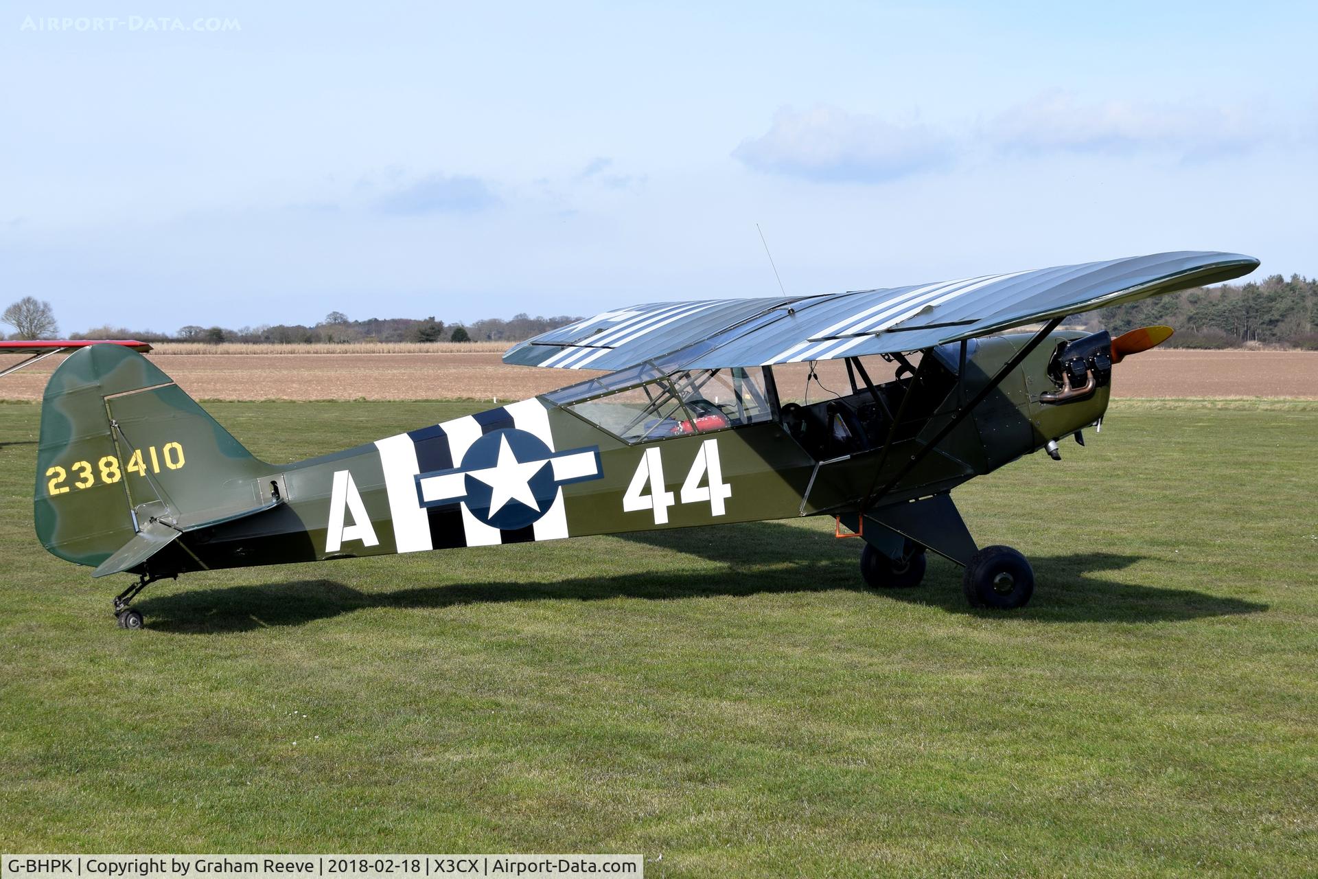 G-BHPK, 1943 Piper L-4H Grasshopper (J3C-65D) C/N 12161, Parked at Northrepps.
