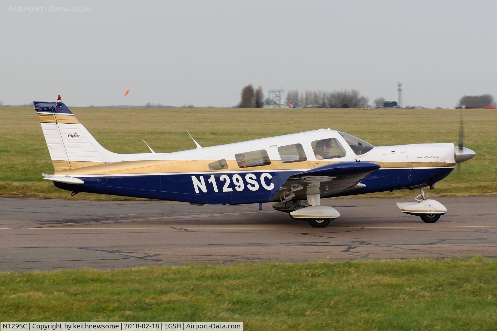 N129SC, Piper PA-32-300 Cherokee Six Cherokee Six C/N 32-7440057, Leaving Norwich following a few days stay.