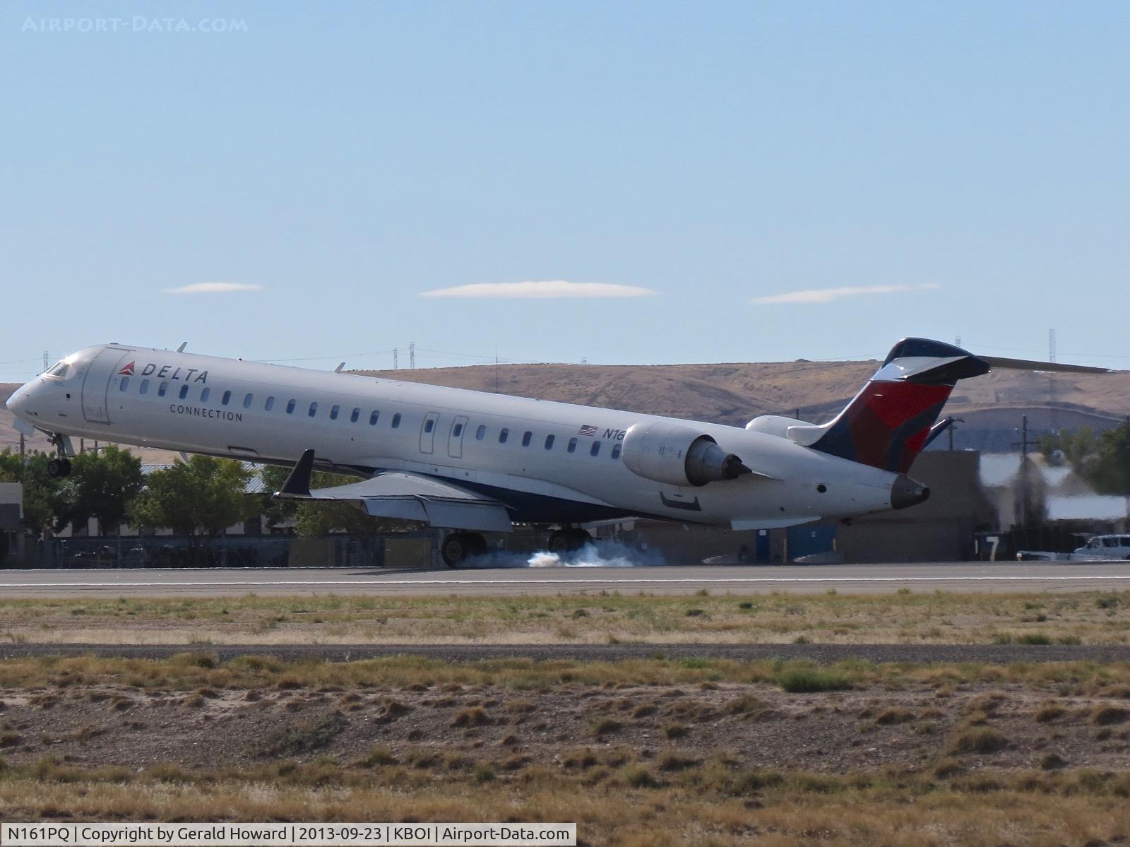 N161PQ, 2008 Bombardier CRJ-900ER (CL-600-2D24) C/N 15161, Touch down on RWY 10R.