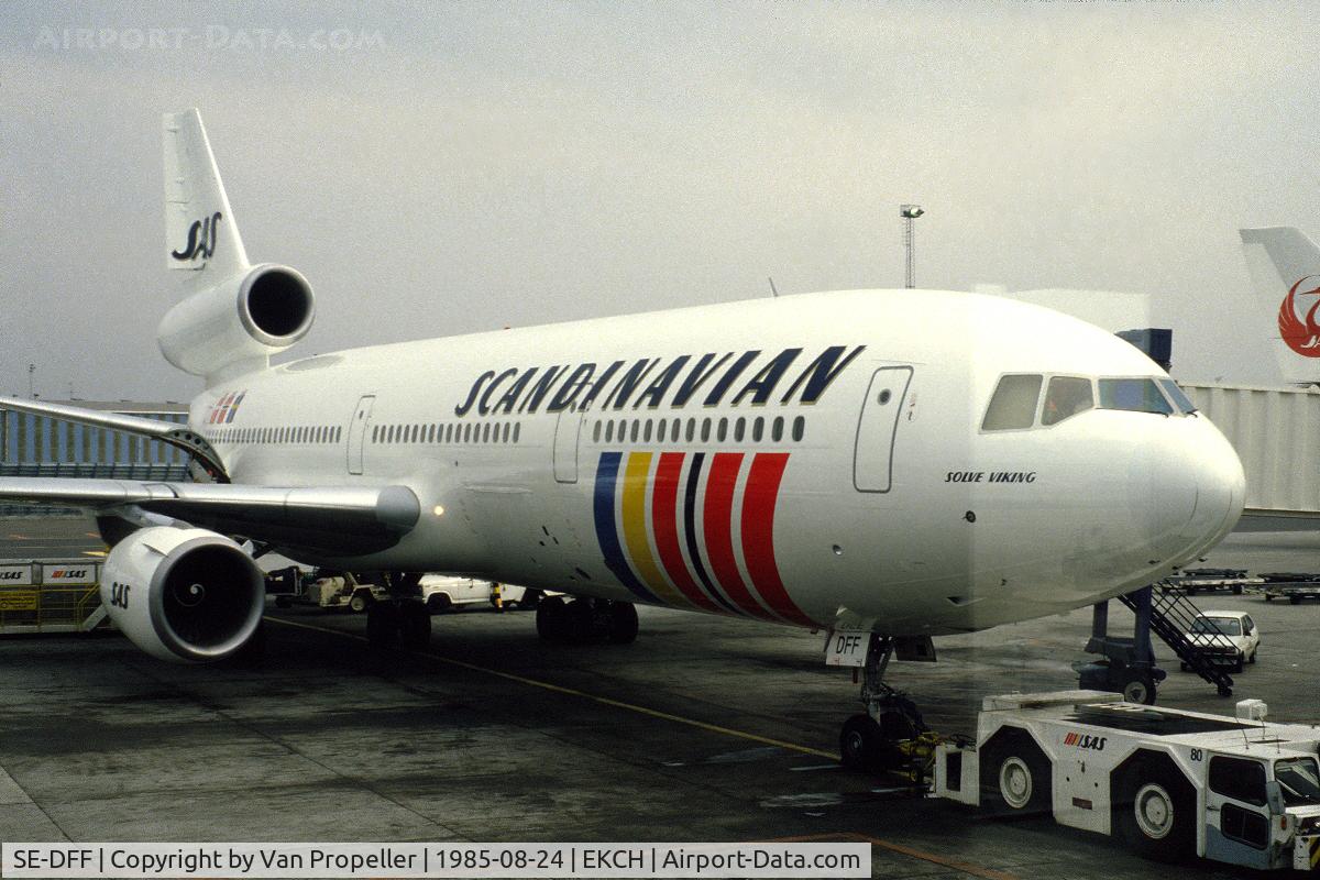SE-DFF, 1980 McDonnell Douglas DC-10-30 C/N 47815, SAS DC-10-30 at Copenhagen Kastrup airport, Denmark, 1985