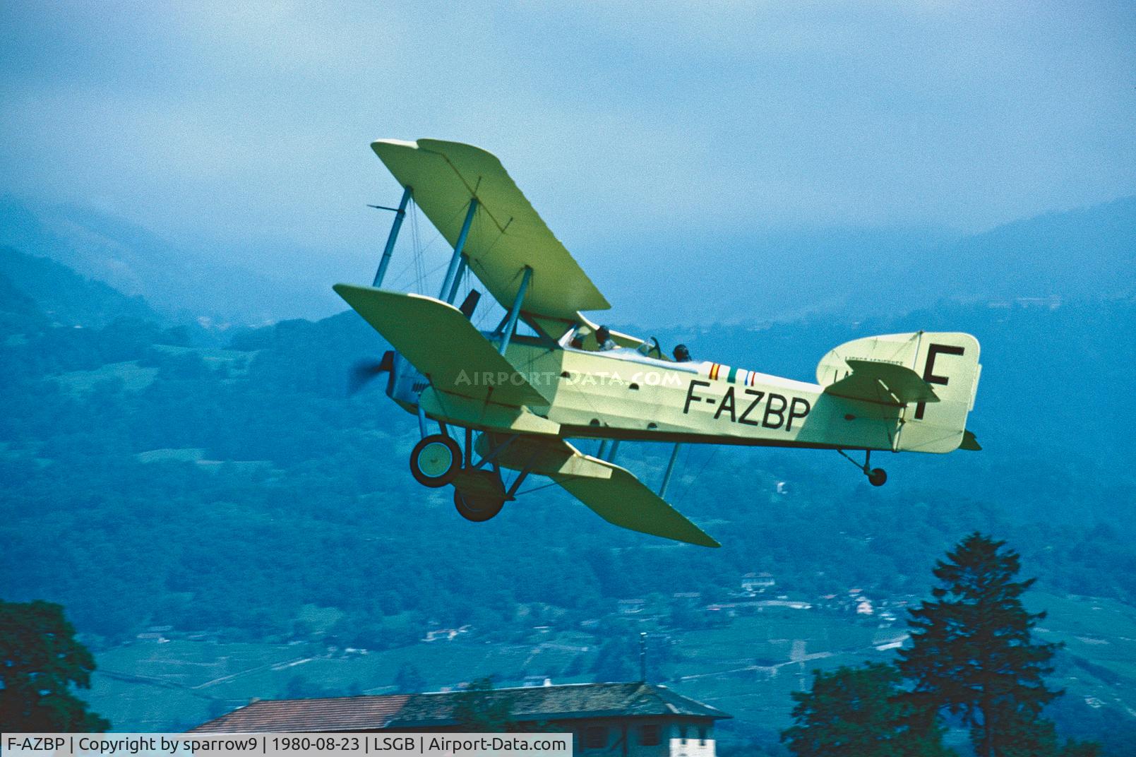 F-AZBP, 1980 Breguet 14P Replica C/N 02, Airshow Bex 1980.
Scaned from a slide.