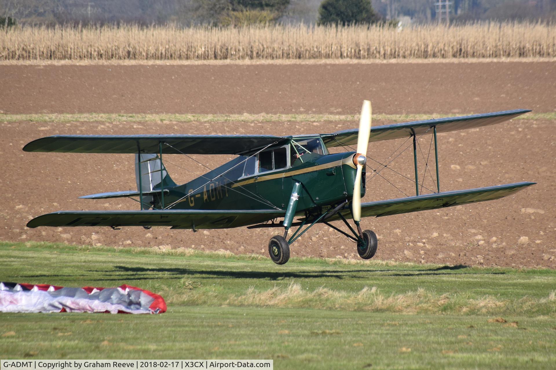 G-ADMT, 1936 De Havilland DH.87B Hornet Moth C/N 8093, Landing at Northrepps.