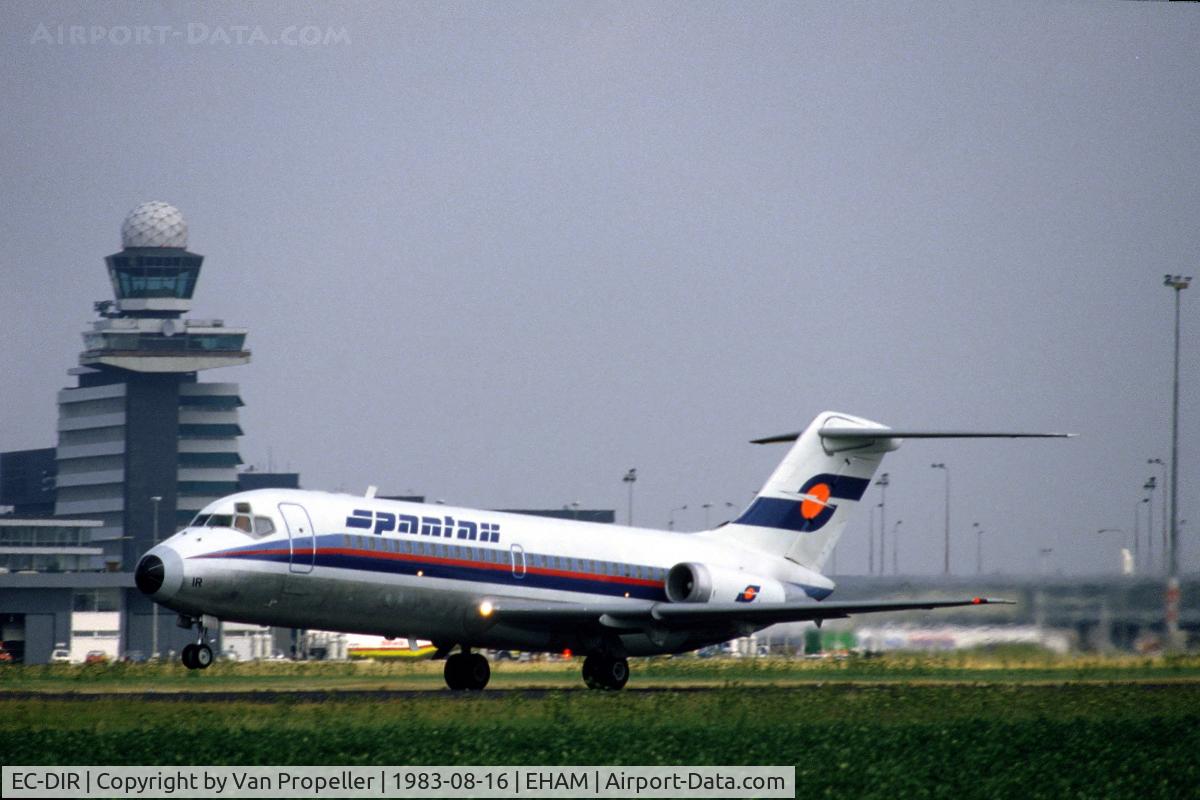 EC-DIR, 1965 Douglas DC-9-14 C/N 45698, Spantax Douglas DC-9-14 taking off from Schiphol airport, the Netherlands, 1983