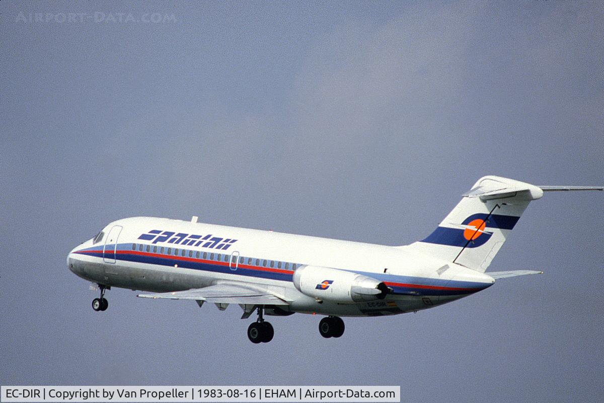 EC-DIR, 1965 Douglas DC-9-14 C/N 45698, Spantax Douglas DC-9-14 taking off from Schiphol airport, the Netherlands, 1983