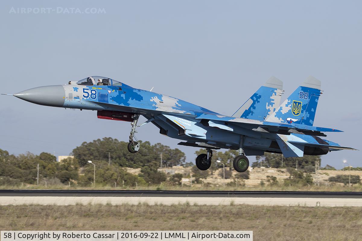 58, 1991 Sukhoi Su-27P Flanker B C/N 36911035612, Malta International Airshow 2016