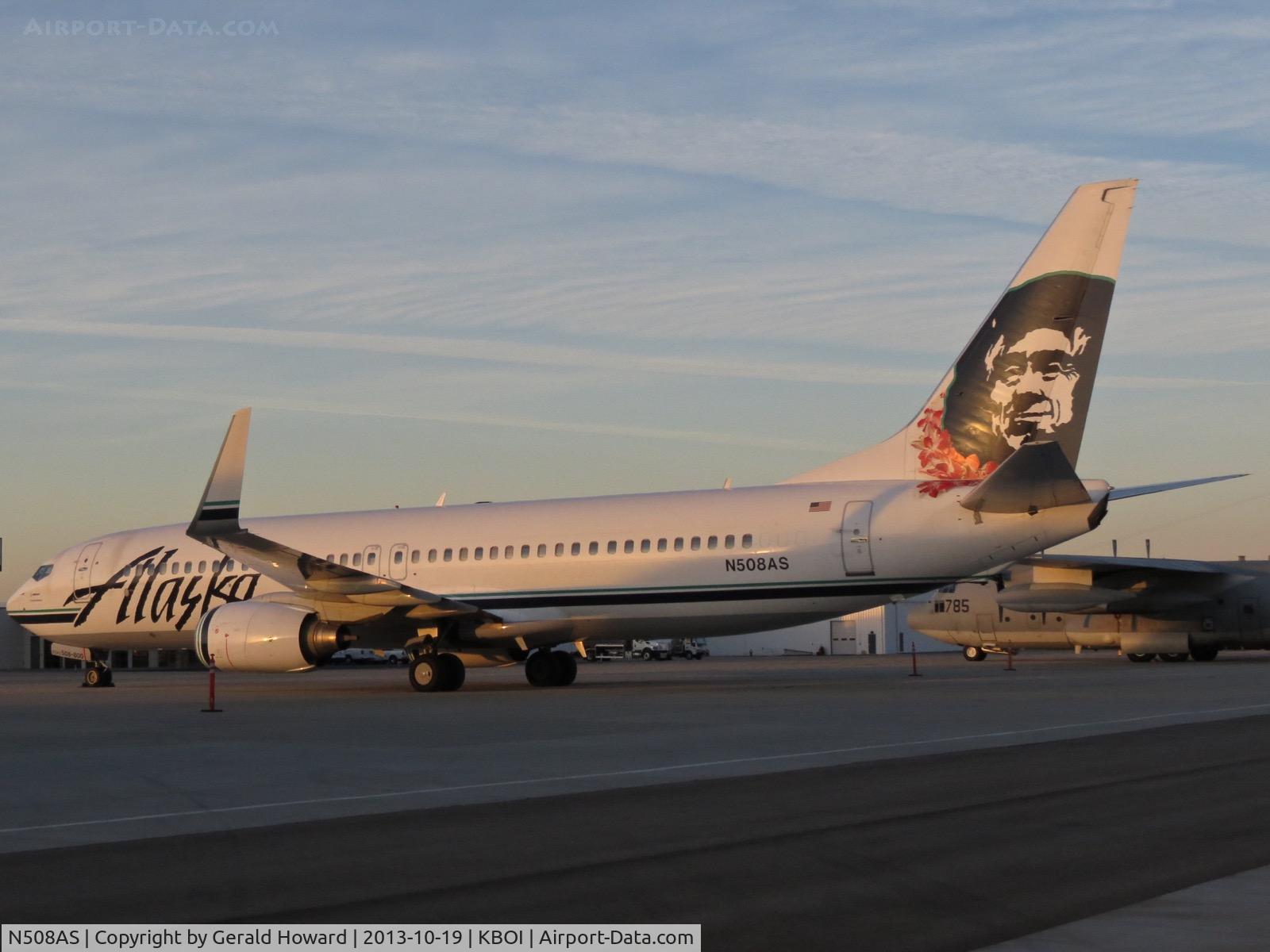 N508AS, 2008 Boeing 737-890 C/N 35691, Parked early morning on the south GA ramp. Being used for a charter flight.