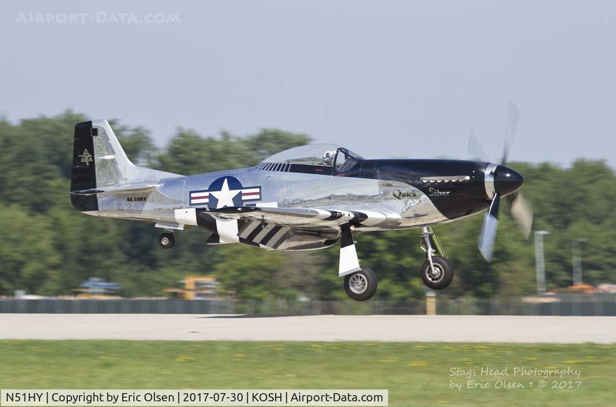 N51HY, 1944 North American P-51D Mustang C/N 124-48192, Quick Silver landing at Airventure.