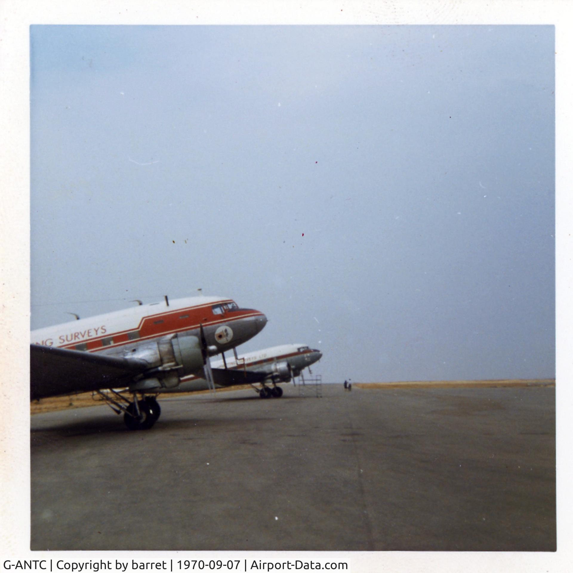 G-ANTC, 1943 Douglas C-47 Dakota 4 C/N 14666/26111, the Aircraft is on the second plan behind the G-AVPW plane / picture made at Huambo Angola in 1970