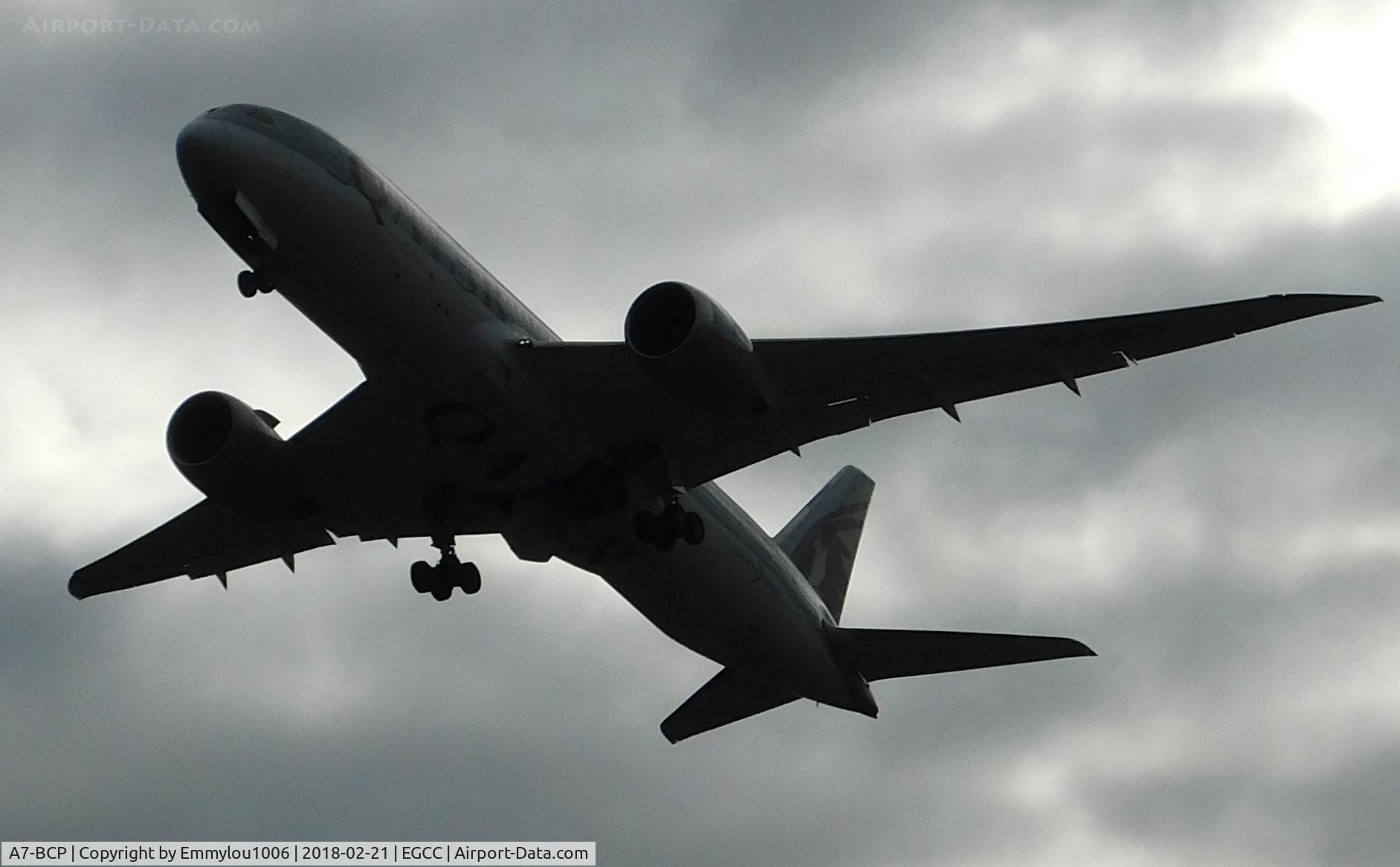 A7-BCP, 2014 Boeing 787-8 Dreamliner C/N 38334, from airport pub Manchester