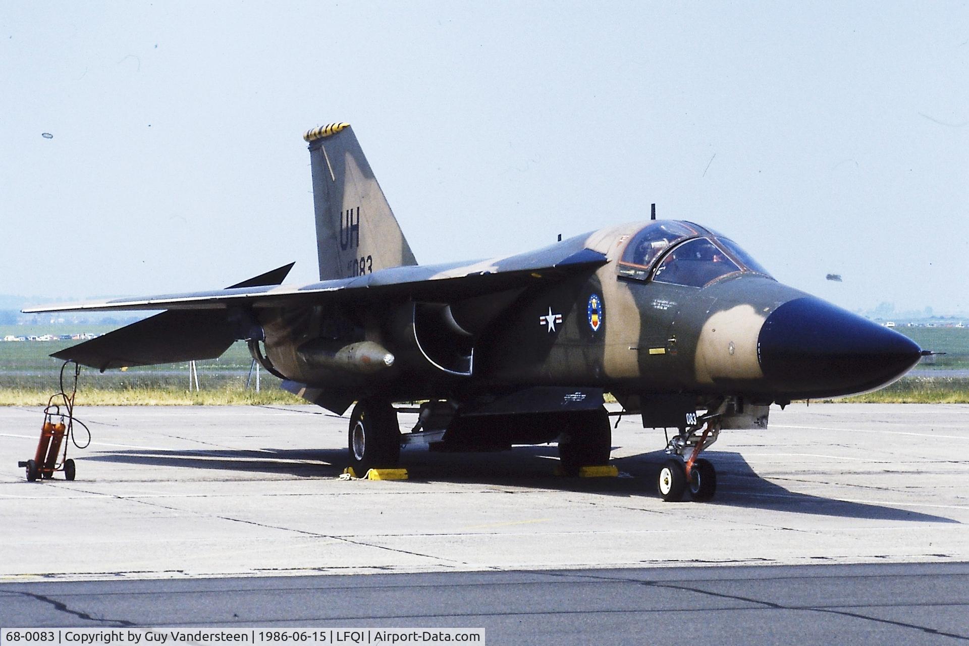 68-0083, 1968 General Dynamics F-111E Aardvark C/N A1-262, USAF F-111E 68-0083 @ LFQI Nato Tiger Meet june 1986