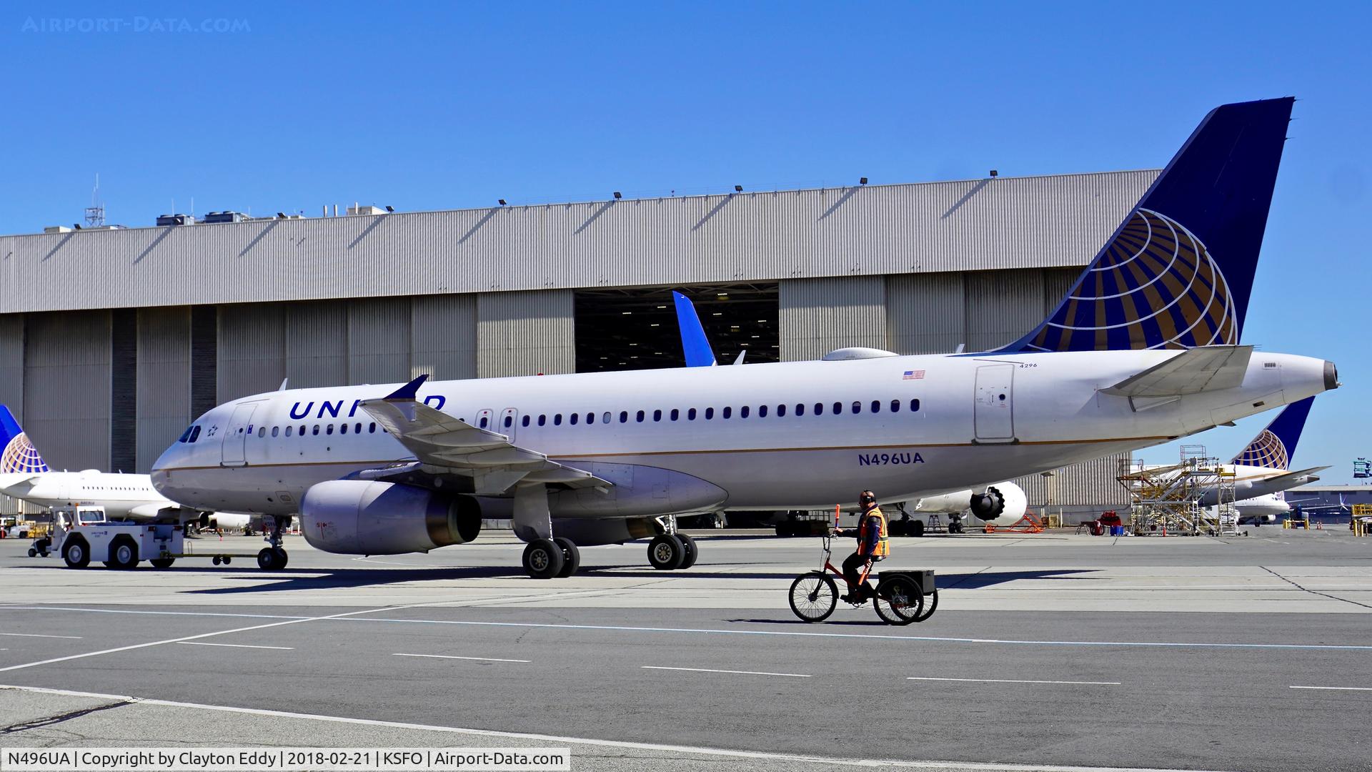 N496UA, 2002 Airbus A320-232 C/N 1845, SFO 2018.